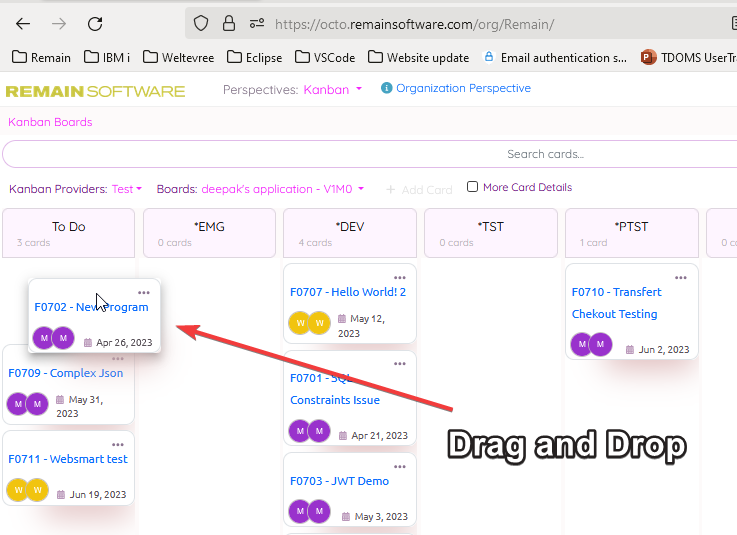 Octo Kanban Board Showing How You Can Move Tasks